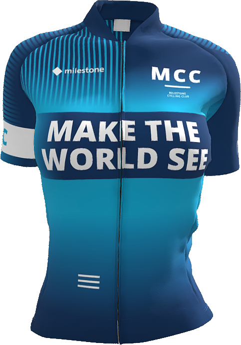 GSG - Milestone Women Ss Cycling Jersey - Azul-marinho & cyan